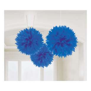 Amscan Fluffy Tissue Decoration 3 Pack Bright Royal Blue