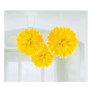 Amscan Fluffy Tissue Decoration 3 Pack Yellow Sun