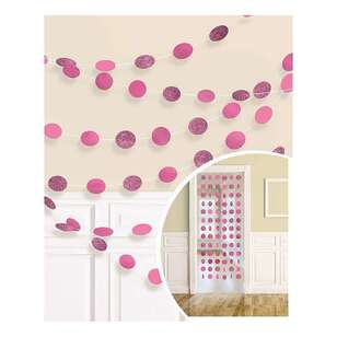 Amscan Round Glitter String Decoration Bright Pink