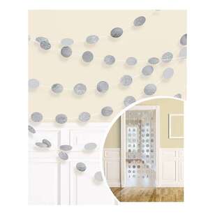 Amscan Round Glitter String Decoration Silver