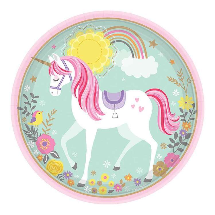 Amscan Magical Unicorn 23 cm Paper Plate 8 Pack Multicoloured