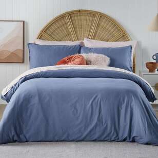 White Home Washed Cotton Quilt Cover Set Denim