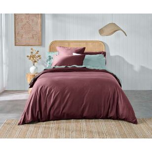 White Home Washed Cotton Quilt Cover Set Mahogany