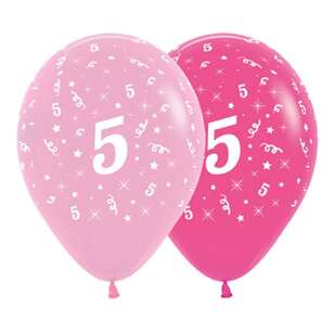 Anagram Age 5 Latex Balloon 6 Pack Pink 30 cm