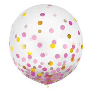 Anagram 60 cm Latex Confetti Balloon Pink & Gold 60 cm