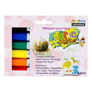 Marvy Fabric 6 Pack Primary Markers Set Primary