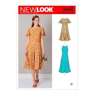 New Look Sewing Pattern N6652 Misses' Fit & Flared Dress With Length & Sleeve Variations 10 - 22