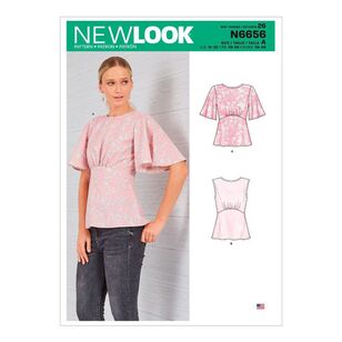 New Look Sewing Pattern N6656 Misses' Top With Optional Back Opening & Flared Sleeves 10 - 22