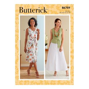 Butterick Sewing Pattern B6759 Misses' Dress, Sash & Belt