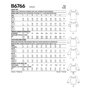 Butterick Sewing Pattern B6766 Misses' Tops