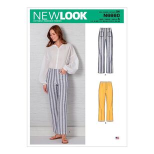 New Look Sewing Pattern N6660 Misses' High Waisted Flared Pants In Two Lengths 10 - 22