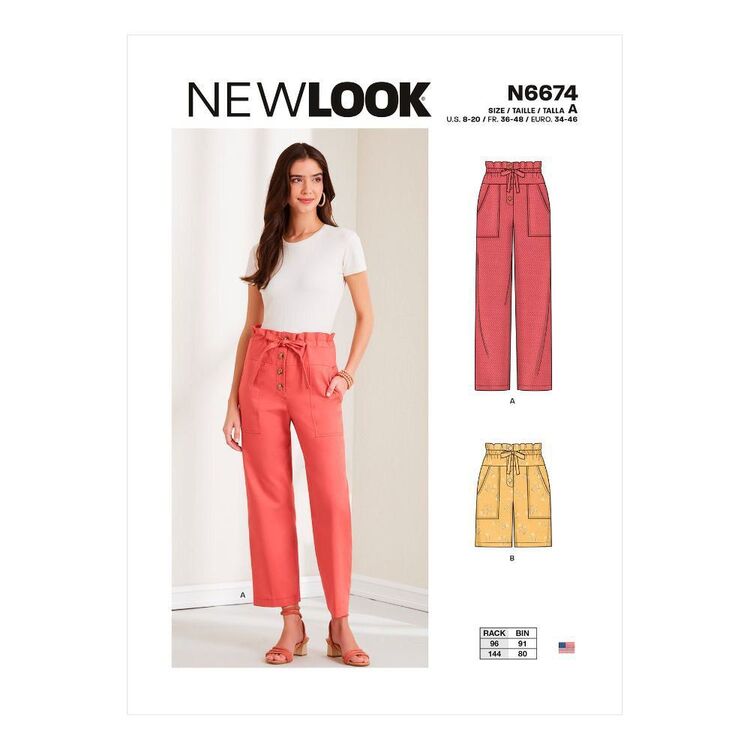 New Look Sewing Pattern N6674 Misses' Button Front Paper Bag Pants or ...