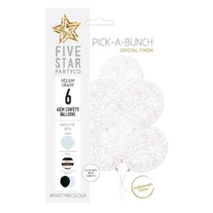 Five Star Confetti Balloon 6 Pack White 45 cm