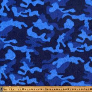 Camo Printed 148 cm Husky Polar Fleece Fabric Blue 148 cm