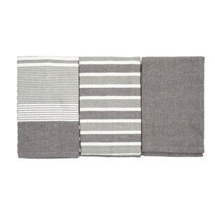 Mode Home 3 Pack Indra Tea Towels Charcoal 50 x 70 cm