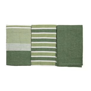 Mode Home 3 Pack Indra Tea Towels Green 50 x 70 cm