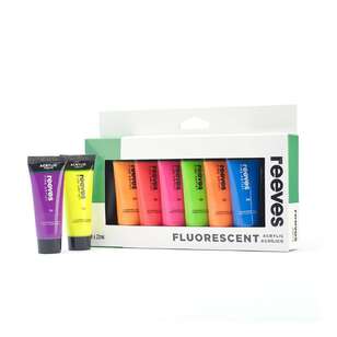 Reeves Acrylic 22 ml Paint Set 8 Pack Fluorescent