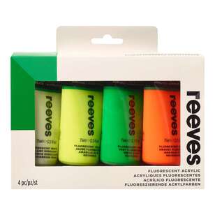 Reeves Acrylic 75 ml Paint Set 4 Pack Fluorescent