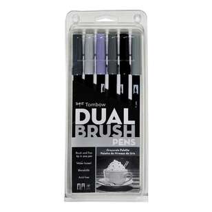 Tombow Dual Brush Pen Set 6 Pack Greyscale