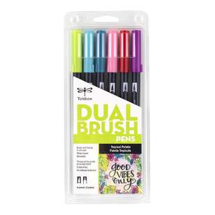 Tombow Dual Brush Pen Set 6 Pack Tropical