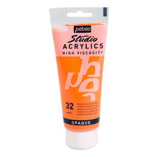 Pebeo Studio Acrylics Paint Tube Orange Cadmium Hue 32 100 mL