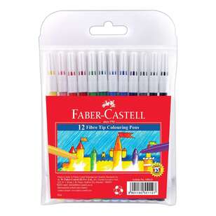 Faber Castell 12 Pack Fibre Tip Markers Multicoloured