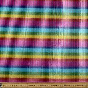 Horizontal Pleated Metallic Rainbow Dance Knit Fabric Multicoloured 145 cm