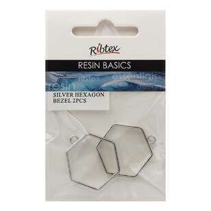 Ribtex Resin 2 Pieces Hexagon Bezel Frame Silver