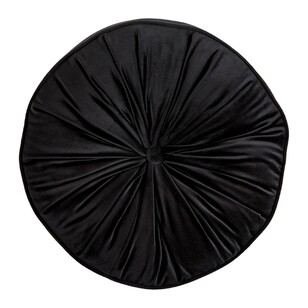 KOO Maddie Round Piped Velvet Cushion Black 40 cm
