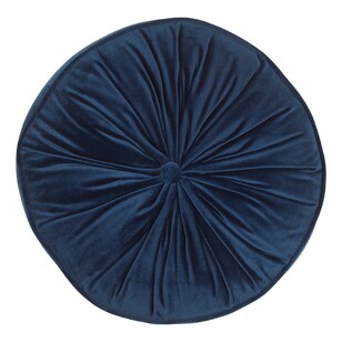 KOO Maddie Round Piped Velvet Cushion Navy 40 cm