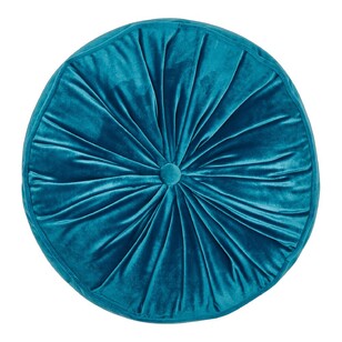 KOO Maddie Round Piped Velvet Cushion Teal 40 cm