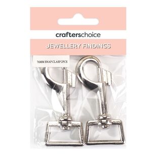 Crafters Choice Rectangular Snap Clasp 2 Pack Silver 76 mm