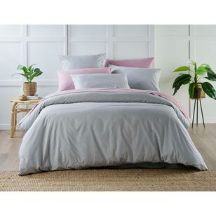 White Home Organic Cotton Quilt Cover Set Mid Grey