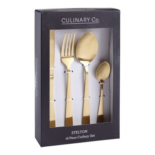 Culinary Co Stelton Matte 16 Piece Cutlery Set Matte Gold