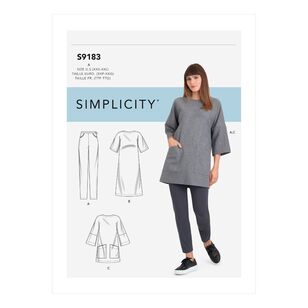 Simplicity Sewing Pattern S9183 Misses' Tunic, Top, Dress & Legging XX Small - XX Large