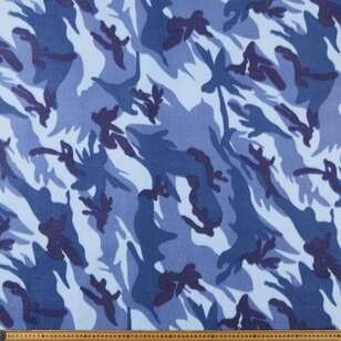 Camo Printed 148 cm Peak Polar Fleece Fabric Blue 148 cm