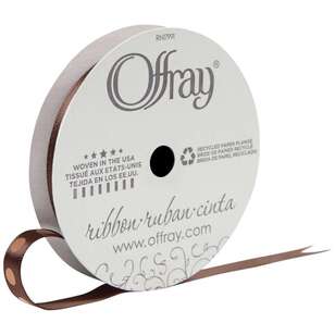 Offray Pin Dot Single Faced Satin Ribbon Brown & Rose Gold 9 mm x 2.7 m