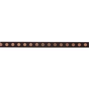 Offray Pin Dot Single Faced Satin Ribbon Brown & Rose Gold 9 mm x 2.7 m