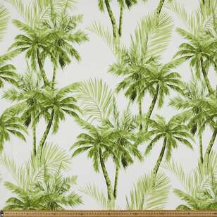 Vintage Palms 150 cm Weather Resistant Canvas Fabric Greens 150 cm