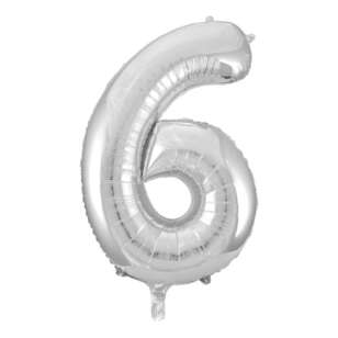 Decrotex Number 6 Foil Balloon Silver 86 cm