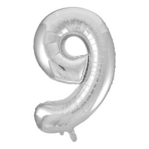 Decrotex Number 9 Foil Balloon Silver 86 cm