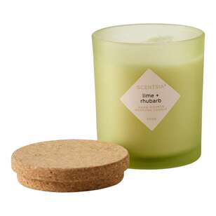 Scentsia Lime & Rhubarb 300 g Candle Jar With Cork Lid Green 300 g