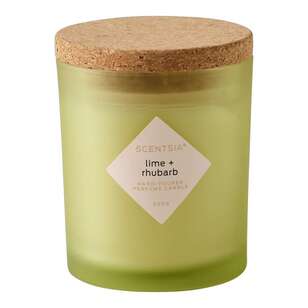 Scentsia Lime & Rhubarb 300 g Candle Jar With Cork Lid Green 300 g