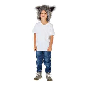 Spartys Plush Wolf Hood Grey One Size