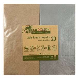 Alpen 2 Ply Eco Napkins 20 Pack Silver 33 x 33 cm