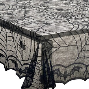 Spooky Hollow Spider Web Table Cloth Black