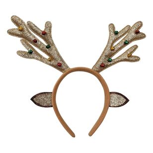 Jolly & Joy Reindeer Headband With Bells Gold