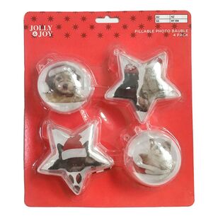 Jolly & Joy Fillable Photo Bauble 4 Pack Clear