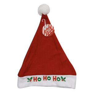 Jolly & Joy Felt Santa Hat With Embroidery Red & White