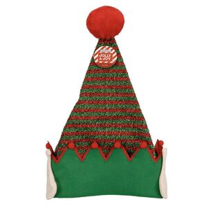 Jolly & Joy Elf Hat With Pom Poms & Ears Red & Green